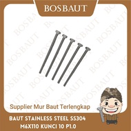 Bolt M6x110 Stainless Steel SS304 (key 10) - B/O SS304 M6X110 P1.0