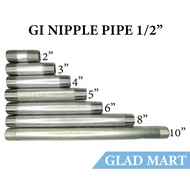 GI Nipple Pipe Fittings Nipple 1/2"x2"-1/2"x12" Schedule 30