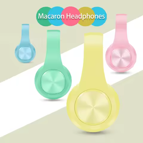 Macaron Colors Wireless Bluetooth Headphones Stereo Handsfree Universal Earphone for iPhone Huawei X