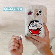 Plush Cloth Lens Holder Suitable for iPhone 13 14 15 16 17 pro max Warm Phone Case Soft Case Cartoon