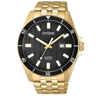 Citizen Gold Stainless Steel Black Dial Analog Men's Date Watch BI5052-59E