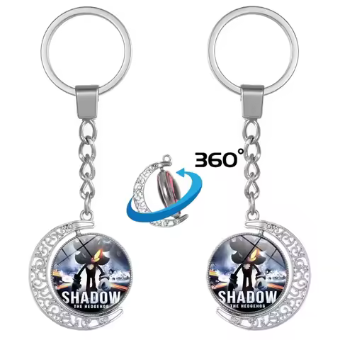 New Sonic Double-Sided Spinning Moon Pendant Keychain Hedgehog Tails Shadow Amy Accessories for Boys