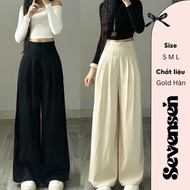 Wide-Legged Waist Trousers Made of Beautiful Gold, Soft, Thick Fabric, Standard Sevensen Form - Quan