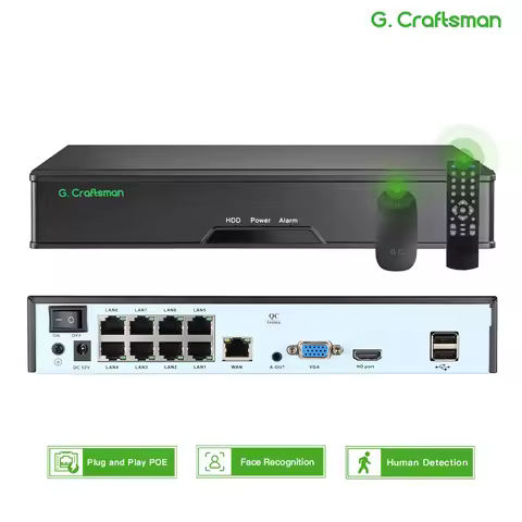 XMeye 8ch POE NVR 4K Support 16ch Network Video Recorder Register H.265X 1 HDD 24/7 Recording IP Cam