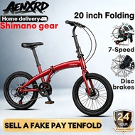 AENXRD Foldable bike Shimano gear(20 inch)7-speed Disc brakes adult bicycle Suitable for 130-160cm