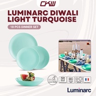 Luminarc Diwali Light Turquoise 18 Pcs Set Dinner Service [ Dinner Soup Dessert Plate ]