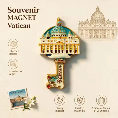Italy, Vatican City, Key，3D Stereoscopic，Tourism souvenirs，Resin painting，Decoration home，Refrigerat
