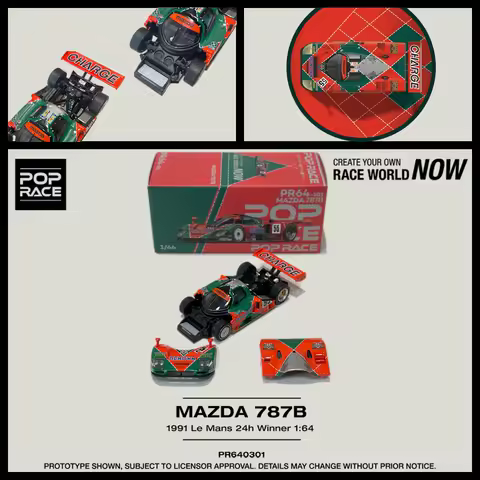 POP RACE In Stock 1:64 MAZDA 787B 1991 LeMans 24hrs Winner Renown Diecast Car Model Collection Toys 