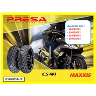 MOTORCYCLE TUBELESS TYRE / TYRE PRESA CS-W1 (W1) / TAYAR PRESA CS-W1 / TYRE MAXXIS PRESA W1 / TAYAR 