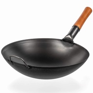 YOSUKATA Pre-Seasoned Carbon Steel Wok Pan - 14 “ Woks and Stir Fry Pans - Chinese Wok with Round Bottom Wok - Traditional Chinese Japanese Woks - Black Steel Wok