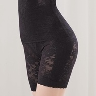 【EASY SHOP】Audrey-魔塑調整型-日本研發織造微雕蕾絲長褲管束褲-寧靜夜黑