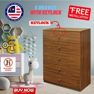 POP Almari Baju 5 Layer Perabot Chest Drawer Ikea 5 Tier Oak Color Cupboard Wardrobe Cabinet Storage Bedroom Furniture