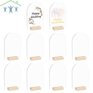 10 Pcs Practical Acrylic Arch Sign 5 x 7 Inches Elegant Acrylic Table Sign with Wood Base for Banque