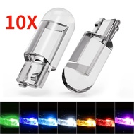 10x W5W Led T10 Car Light COB Glass 6000K White Auto Automobiles License Plate Lamp Dome Light Readi