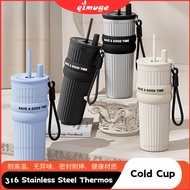 Straw Thermos Cup Female Large Capacity Cup 316 Stainless Steel Liner Cold Storage Coffee Cup 保溫杯不銹鋼