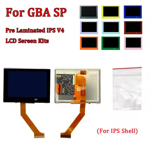 IPS V4 LCD Screen Replacement Kits for GBA SP IPS LCD Backlight Screen High Brightness Pre Laminated