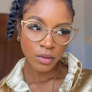European American Hollow Cat Eye Anti-Blue Light Flat Glasses New Style Fashion Metal Glasses Frame 