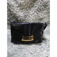 Glossy Exotic Leather Baguette Bag