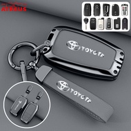 Toyota Car Key Case Zinc Alloy Grey Leather Key Cover Full Wrap Cover Smart Key Case Anti-fall Prote