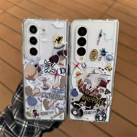 Japan Cute Anime O-One P-Piece Luffy Folding flip Magsafe Wireless Charge Case For Samsung ZFold 3 4