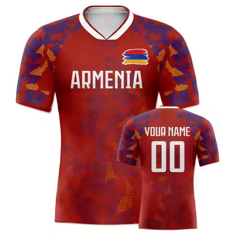 Custom Armenia Soccer Jersey Personalized Name Number, National Team Football Shirt V-Neck Flag Desi