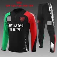 Kids Sportswear 2024/25 Arsenal Black Jacket Tracksuit Football Training Wear Long Sleeves Sportswea