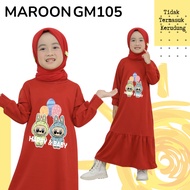 New GM105 - Baju Gamis Anak Perempuan Gambar Monster Labu Labu Balon Birthday 1-12 Tahun Coandcow