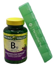 Spring Valley Vitamin B12 Quick-Dissolve Tablets Dietary Supplement, 2,500 Mcg, Cherry Flavor, 120 C