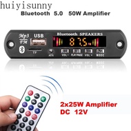 HYS 12V 50W MP3 Player Bluetooth 5.0 Car Decoder Board With Amplifier FM Radio Module Support FM TF USB AUX Recorders