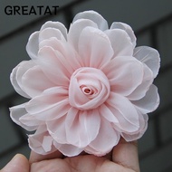 GREATAT 5pcs Artificial Roses Flower, 10.5CM  Silk Roses Flower Head, Korean DIY Organza Handmade Bu