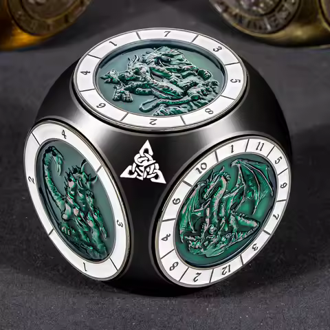 7 in 1 Spinner Dice for Dungeon and Dragon, 3D Relief Polyhedral DND Metal Dice Set with Box, RPG Ro