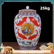【in stock】Ceramicrice dispenser 25kg ceramic lagyanan ng bigas 25 kilos Airtight rice storage contai