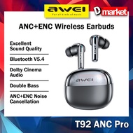 Awei T92 ANC Pro ANC+ENC Wireless Earbuds Dolby Cinema Audio ANC ENC Noise Reduction Awei Bluetooth 