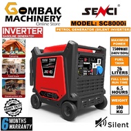 SENCI 7500Watt Inverter Silent Petrol Generator SC8000i | 459cc | Button Start - Heavy Duty - 6 Mont