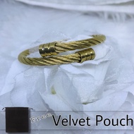 Stainless Steel Cable Bangle - Gold