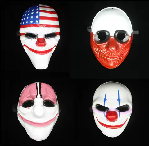 Halloween Cosplay Payday 2 Mask Dallas/Wolf/Chains/Hoxton Horror Chainsaw Clown Masquerade Mask Anti