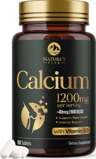 Calcium 1200 mg with Vitamin D3, Calcium Supplement Vitamins, Supports Bone Strength, Teeth & Immune