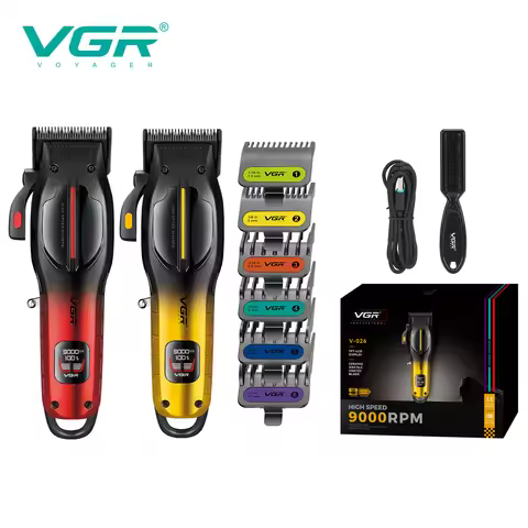 VGR high-end professional hair clipper gradient metal body hair trimmer 9000 RPM LCD digital display