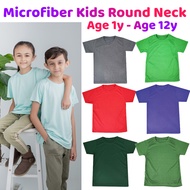 (1Y to 12Y) Kids Microfiber Short Sleeve T Shirt/Budak T Shirt/Baju Jersi Budak/Kids Jersey Shirt/ Best Selling Student Youth Kids Children kanak Plain Quick Dry/ Quick Dry Round Neck Microfiber Jersey Baju Anak Lelaki Perempuan (QDY 61)
