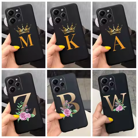 For Xiaomi Redmi 12 4G Case 2023 Fashion Letters Black Silicone Soft Cover For Xiomi Redmi 12 Protec