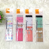 Wooden Pencil Cartoon Pattern Pack Of 6 HB Sticks (BA213)