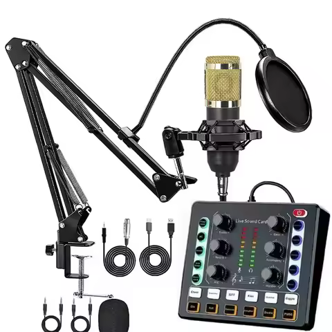 BM-800 Set Audio Recording Studio with Voice Changer Microphone Live Sound Card for Computer Live St