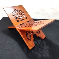 Qudsi - Rekal Al Quran Large Size 20cm Width Teak Carved Brown - Rehal Al Quran - Placemat Quran