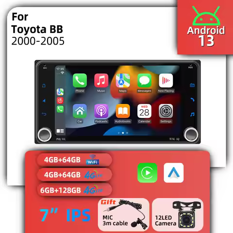 Car Multimedia 7" Screen Android for Toyota BB 2000-2005 Wireless Carplay Autoradio 2Din Radio GPS H