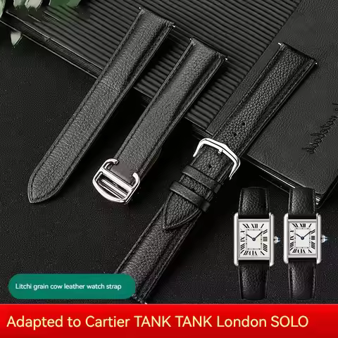 Watch strap Soft genuine leather High quality suitable for Cartier tank solo London Sandoz Watch str