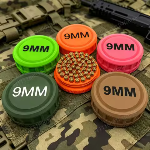 9MM Ammo Box 50 Round (Pink) – Compact Durable Ammo Case with Screw-On Lid, Portable Pocket Size