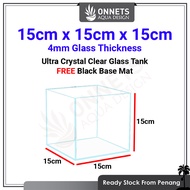 15cm x 15cm x 15cm - 4MM Cube Ultra Crystal Clear CC Aquarium Tank