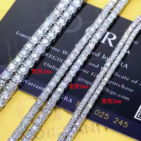 ESKEEM Moissanite Tennis Chain Necklace 925 Silver Iced Out VVS Pass Diamond Tester 2/3/4/5mm Tennis