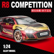 Jianyuan 1: 24 Audi R8 Track Version Alloy Car Model Sound Light Pull Back Boy Gift Ornaments Boxed 