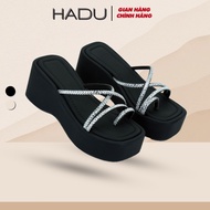 KATIFA K511D 7P Wedge Sole Flip-flops with Stone-Studded Clips, Super Light and Comfortable PU Sole,